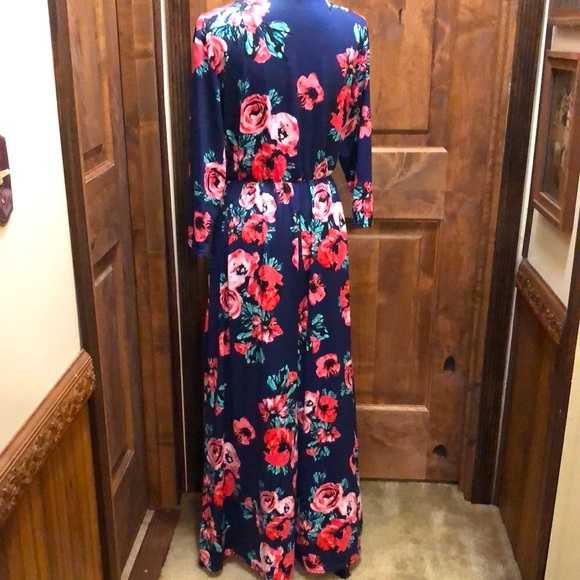 NWT Jersey Feel Soft Boutique Stretch Floral Maxi Dress - Picture 2 of 6